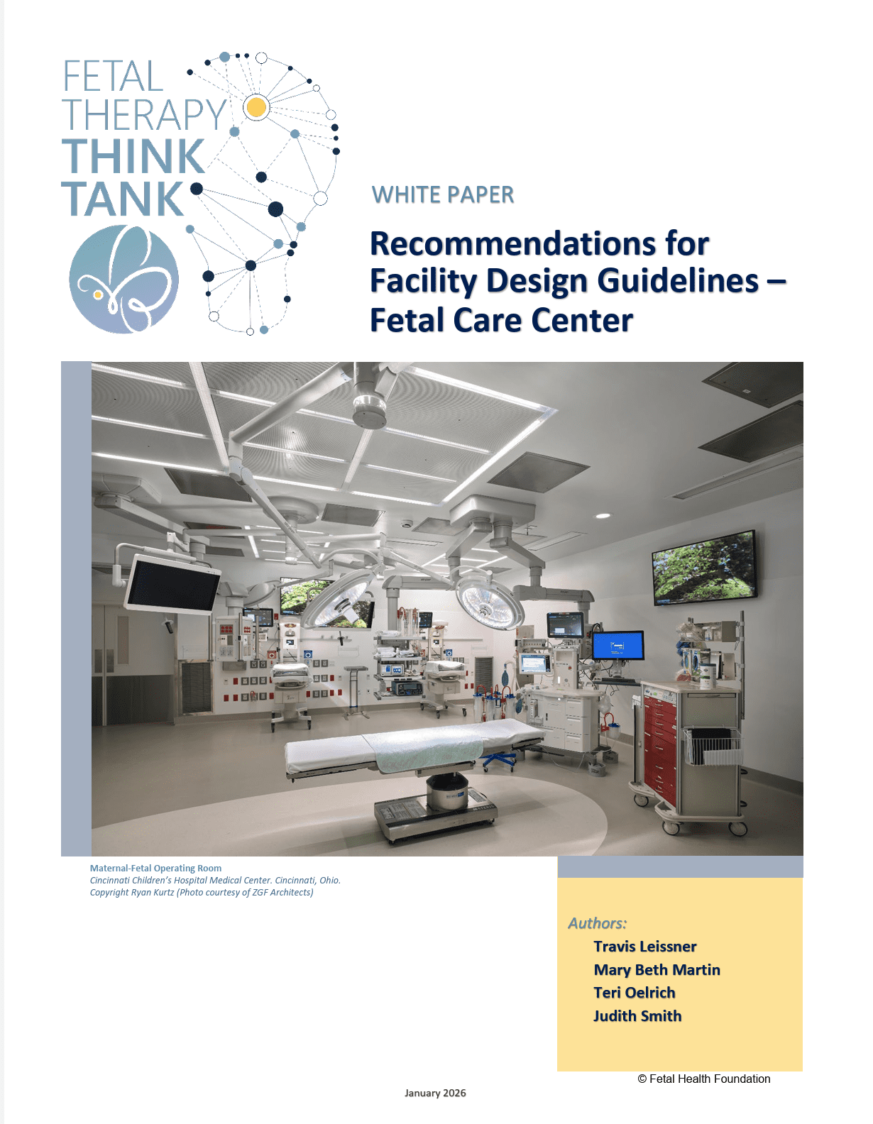 Recommendations for Facility Design Guidelines – Fetal Care Center